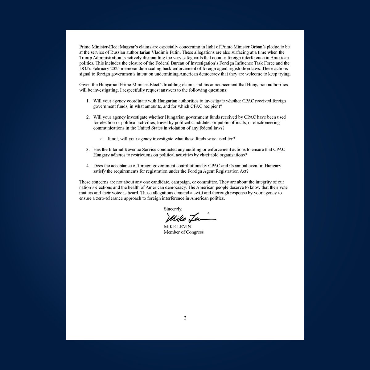 Rep. Mike Levin tweet media