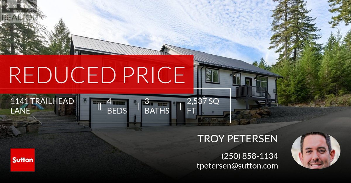 VicBCRealtor's tweet photo. 📍 Reduced Price 📍 This recently reduced home at 1141 Trailhead Lane in Shawnigan Lake won't last long, so, don't wait to set up a showing! Reach out here or at (250) 858-1134 for more information! https://t.co/od9cU9O67P https://t.co/Tjkb2SZrOo