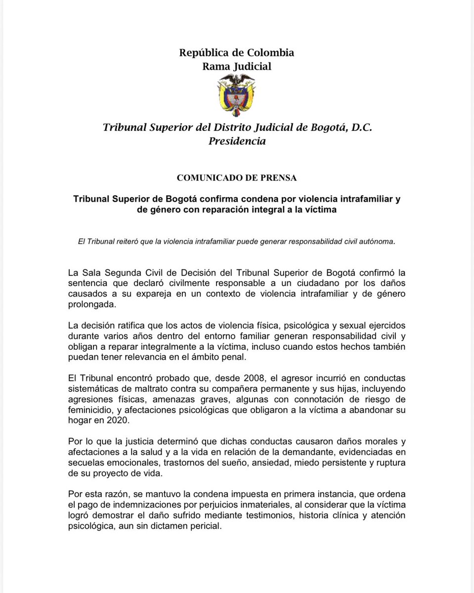 Tribunal Superior de Bogotá tweet media