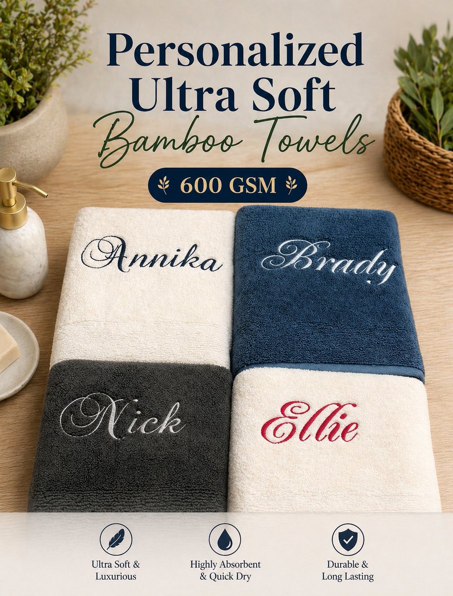 luxurytowel's tweet image. Personalized Ultra Soft Bamboo Towels – where luxury meets everyday comfort. 40% OFF + FREE SHIPPING #graduationgifts #gifts #personalizedgift #graduation #graduationgiftsforher #weddinggift #anniversarygifts #personalizedgifts #anniversarygift #customized #weddinggifts