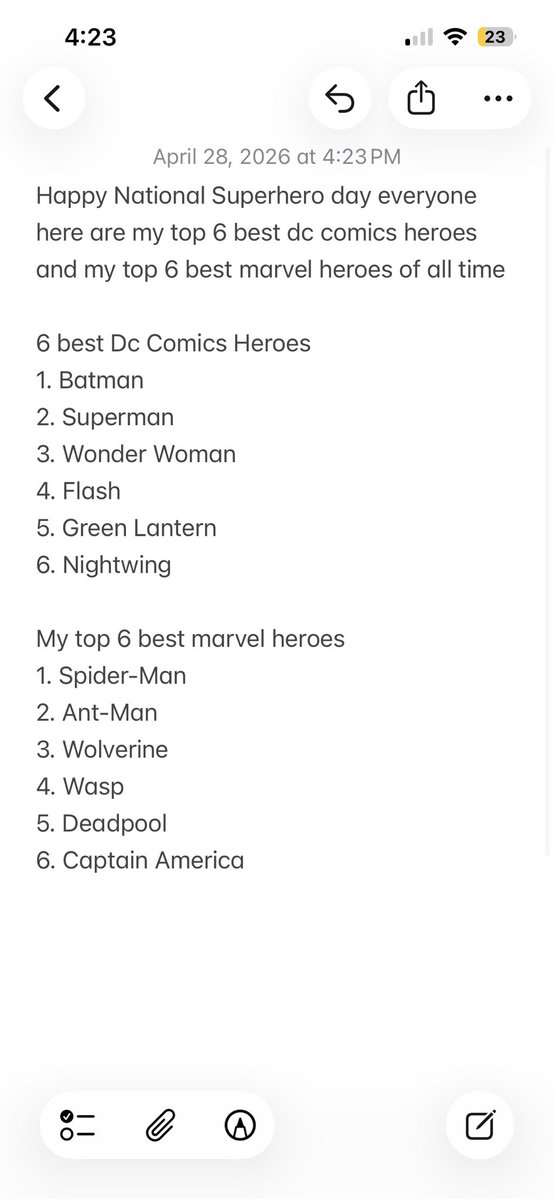 tforgeron2's tweet image. Happy National Superhero day here are my top 6 best DC Comics Heroes and my top 6 best marvel heroes! #nationalsuperheroday #dccomics #marvel