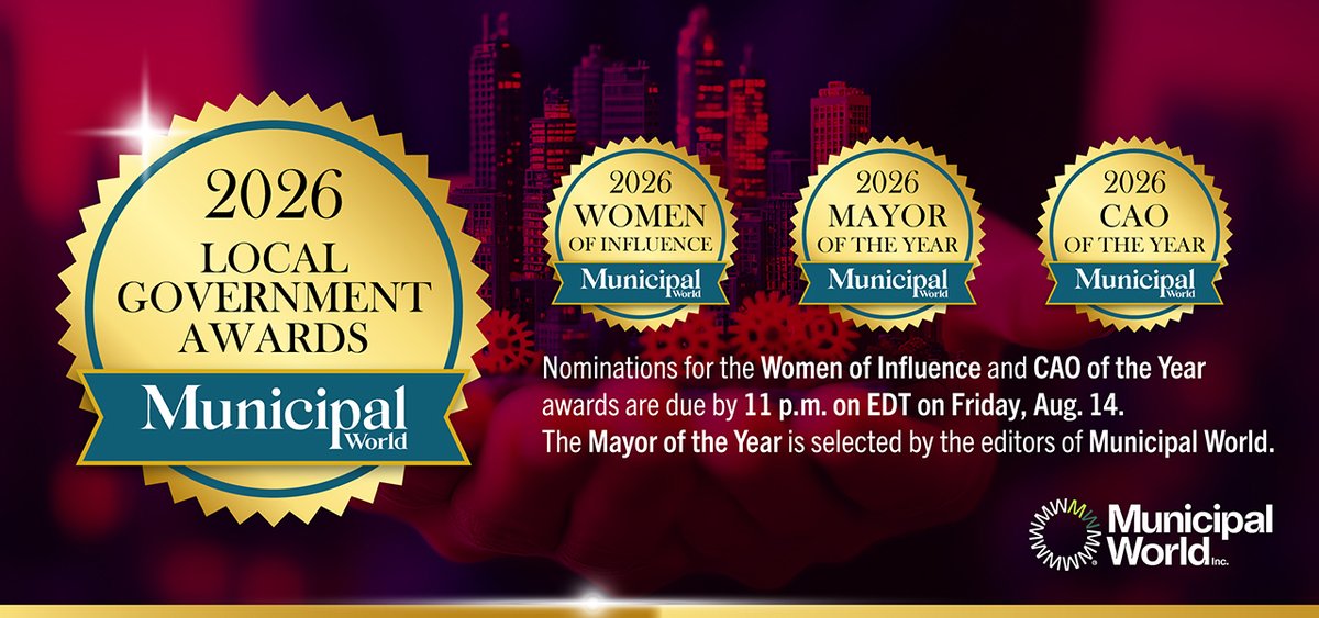 MunicipalWorld's tweet image. Nominations for the Local Government Awards are now open. We’re  accepting nominations for the #WomenOfInfluence and #CAOoftheYear awards! Mayor of the Year is chosen by the editors of Municipal World. Deadline is Friday, Aug. 14, at 11 p.m. EDT. municipalworld.com/local-governme… #LocalGov