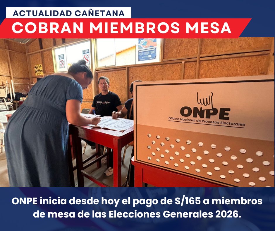 JUVROH's tweet photo. 📢 ¡Importante! #Cañete

💰 ONPE ya paga
🗳️ Miembros de mesa

👉 Desde hoy 28 de abril

📲 Infórmate más aquí 👇🏼

👉🏼 Click aquí https://t.co/Fh1OybSqB4 https://t.co/O7g89EgnHV