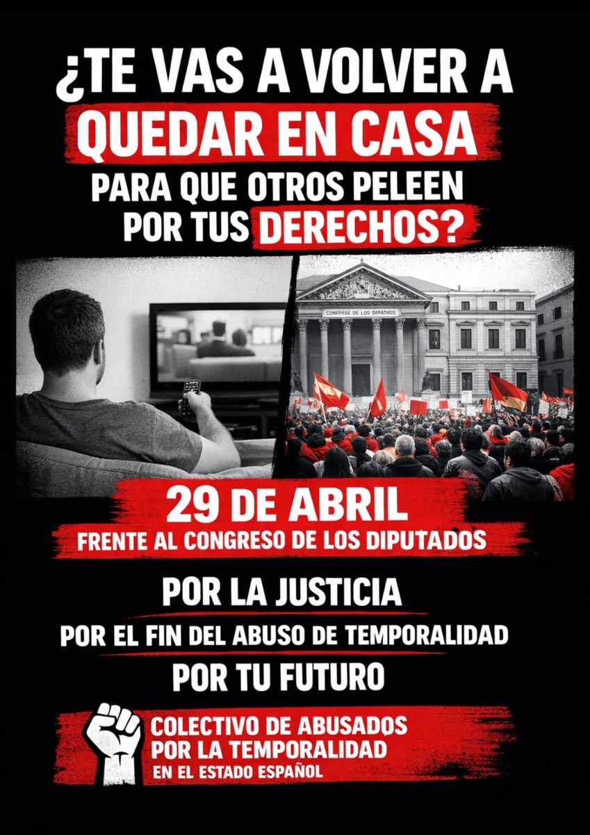 Frantxu_EF's tweet photo. TODOS A LA MANIFESTACIÓN MAÑANA!!!

VAMOS A POR LA #FIJEZA!!
#TodosAlCongreso29Abril
#FijezaYa2026
#SinFijezaNoHayPresupuestos
#FijezaYaEsConstitucional 
#GobiernoIncumple
#NoesNiSocialistaNiObrero
#MinistroIncompetente
#FijoaExtinguir
#LosCesadosTambienCuentan https://t.co/R6aY77cKvK