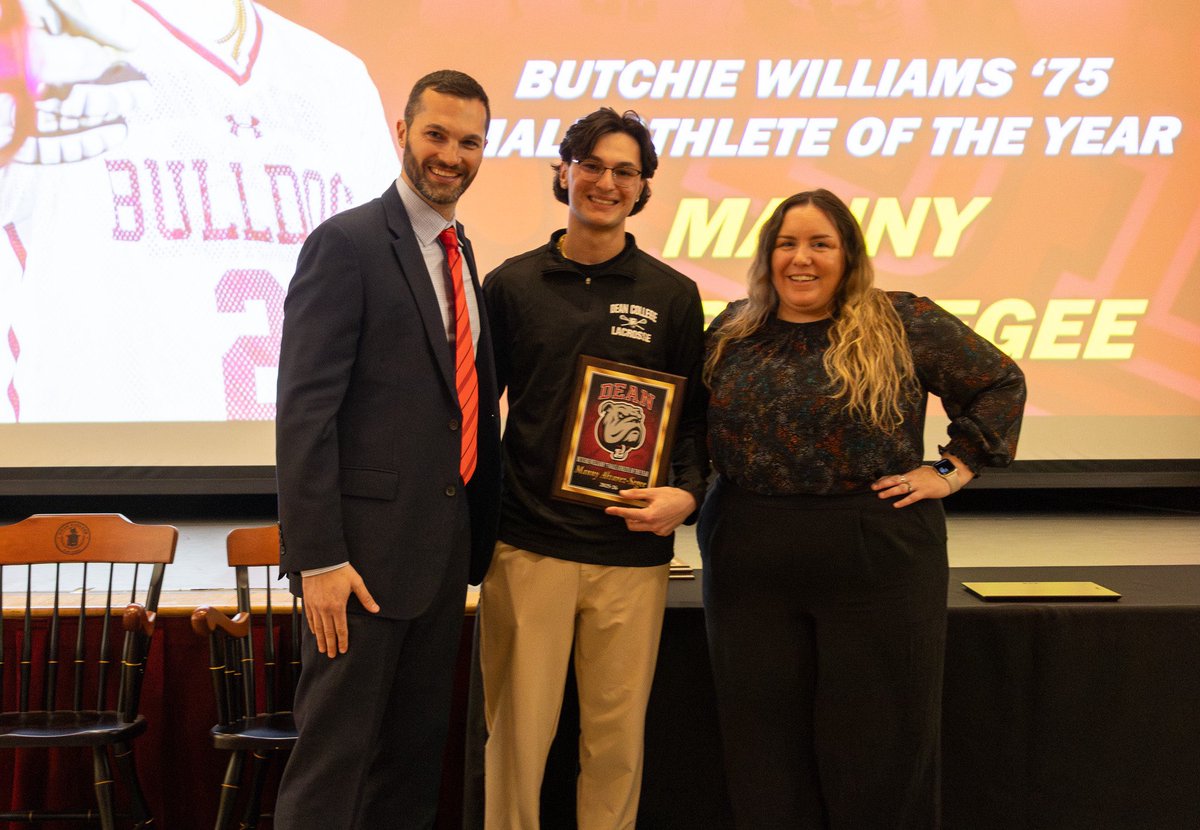 DeanAthletics's tweet photo. A Night to Remember for #BulldogNation 🏆

Last evening, we celebrated our student-athletes at the 2026 Dean College Athletics &amp; Recreation Award Ceremony. Members from all 16 athletic programs were honored, and we announced this year’s major award winners! https://t.co/PCp3jQ2d7B