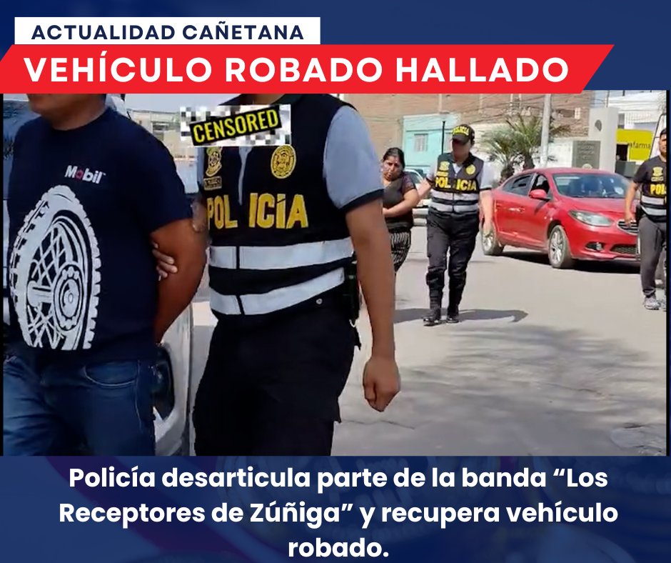 JUVROH's tweet photo. 🚨 ¡Importante! #Cañete 

🚔 Intervención en Zúñiga
🚗 Auto robado recuperado

👉 Sigue la lucha contra la delincuencia

📲 Infórmate más aquí 👇🏼

👉🏼 Click aquí https://t.co/nfKGfxM1Bd https://t.co/dIy1ZawRn4