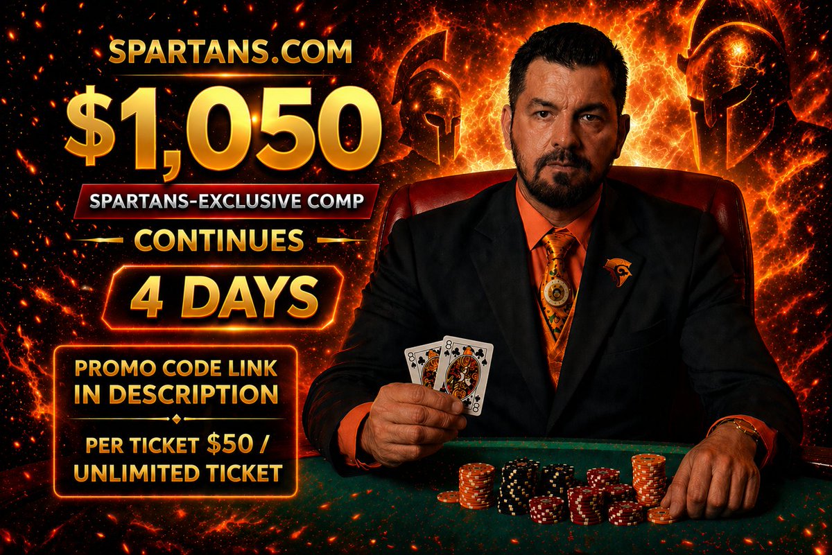 EserKaraeski's tweet photo. 🎁 $1.050 Spartans Deposit Contest 🎁

🏆2x $500 for a random 🎟️(TICKET)🎟️
🎁$50 bonus for a random retweet-like-tag friend(s)

✅Deposit $50 Per Ticket - No Limit (Dm proof)
🔗Spartans : https://t.co/NzxWgjKwkS ( Don’t forget to use the code ESERKARAESKI when logging in ) 

⏰4 Day Left ( in live stream ) ( Daily Uplading... )
👉https://t.co/6t8Jbb7Dj8👈

#SPARTANS #spartans #Giveaway #CashRake #CasinoRewards #Cashback #Leaderboard #SpartansBet