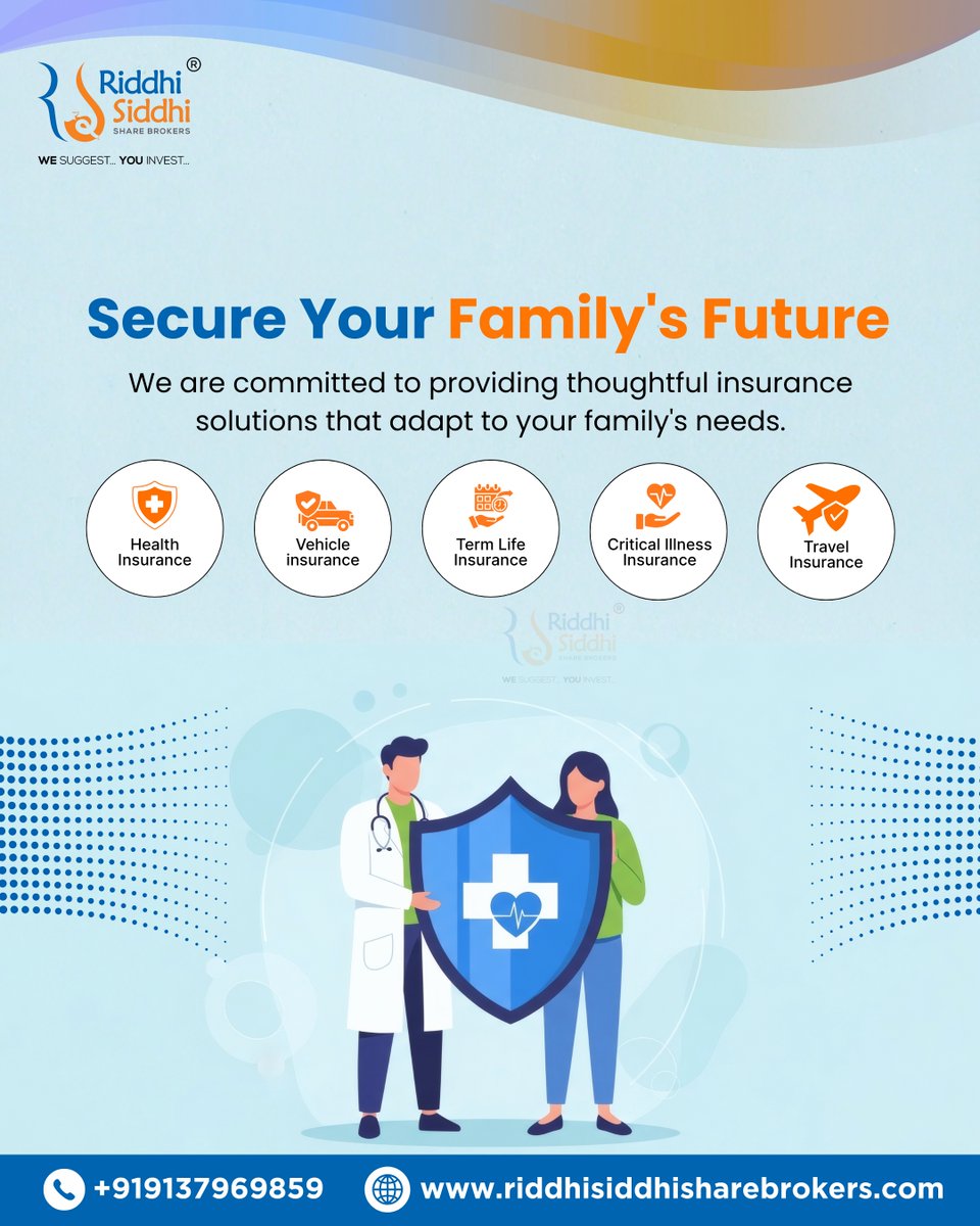 riddhisiddhibrk's tweet image. Protect what matters most.

Health | Life | Vehicle | Travel Insurance
Smart protection for a secure future.

📞 +919137969859
🌐 riddhisiddhisharebrokers.com
📲 whatsapp.com/channel/0029Vb…

#Insurance #FinancialSecurity #SecureFuture #InvestSmart #IndiaFinance