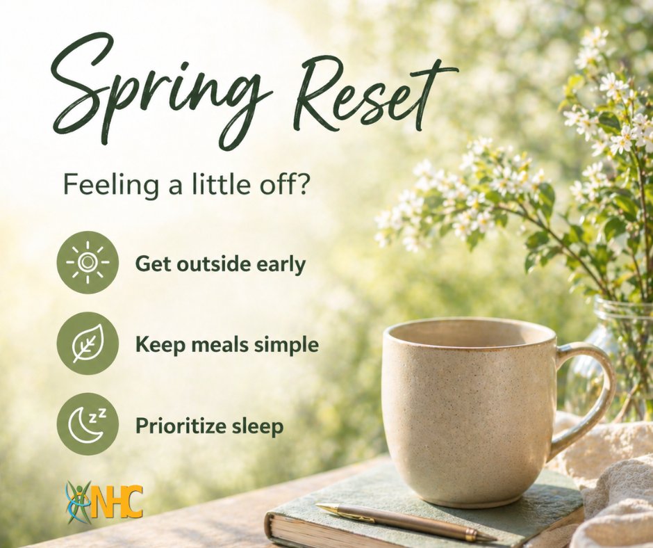 NHC_NaturalCare's tweet image. Seasonal shift feeling like a lot?

Keep it simple:
• sunlight early
• simple meals
• prioritize sleep
Small resets go a long way.

#wellness #springhealth