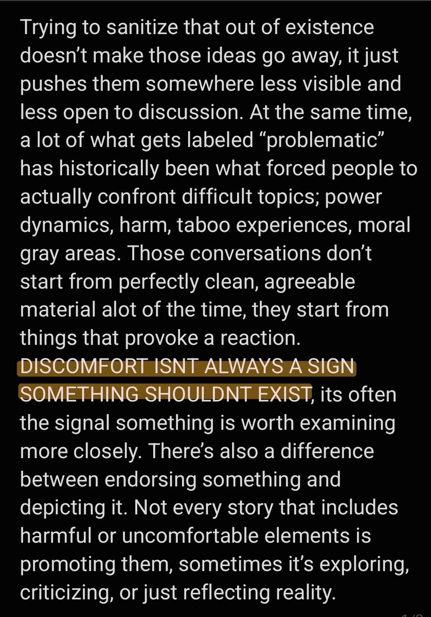 FrauxMedik's tweet photo. Preach. People are always going to create things that make others uncomfortable, thats just a part of creativity from REAL minds in the REAL world. Art reflects people, and people are messy, flawed, and sometimes unsettling. - https://t.co/V2deokGZgX