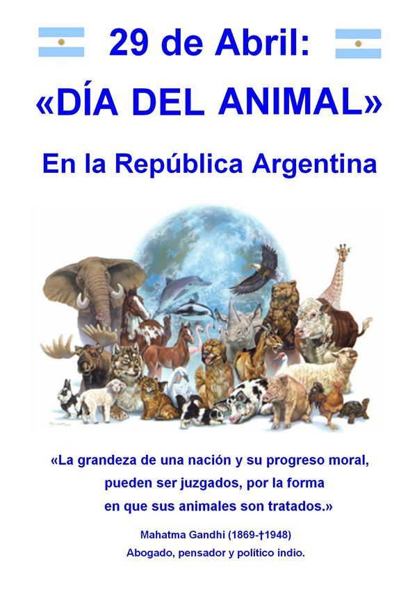 29 de Abril: 👇🏼
«DÍA DEL ANIMAL» 🐕🐈🐎 en la República #Argentina🇦🇷| Homenaje al Dr. Ignacio Lucas Albarracín (1850-†1926), en el aniversario de su fallecimiento. Fue presidente de la Sociedad Argentina Protectora de los Animales. 
facebook.com/photo?fbid=150…
#DíaDelAnimal