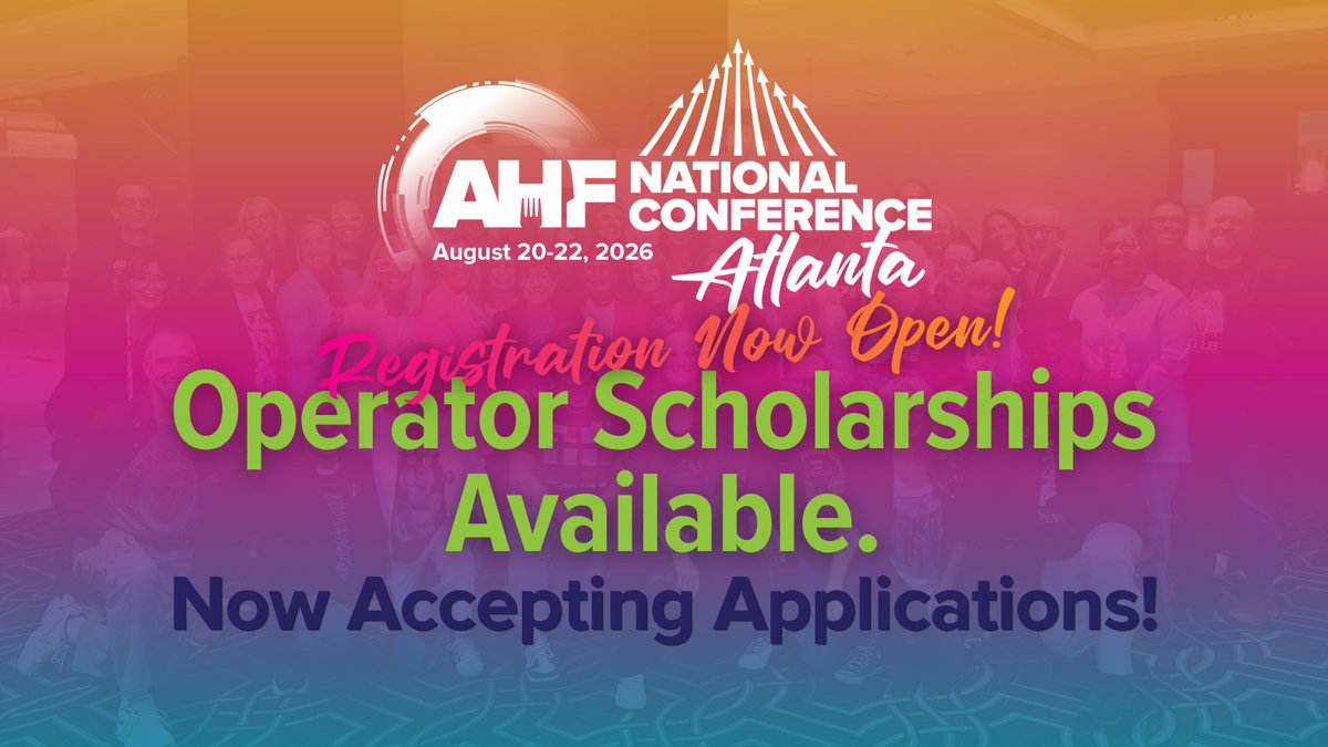 ahfnetwork's tweet photo. Stop scrolling and start planning. ➡️ https://t.co/MKP08RvNNV

If cost is what’s stopping you from registering…

Operator Scholarships are Available Now! 

Apply. Register. Be there.

#AHF2026 #TogetherTowardTomorrow #AHFandYou #AHFBetterTogether https://t.co/b6QfzA6Kqo