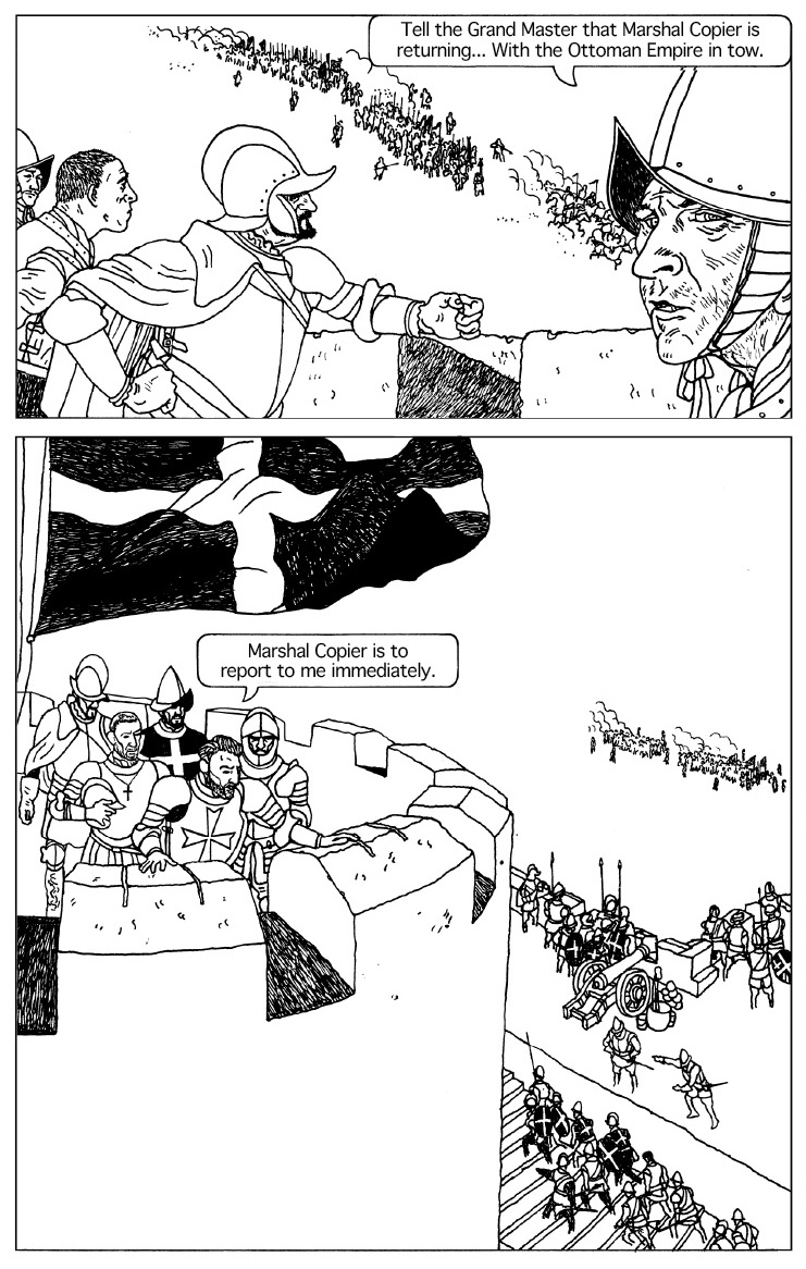 nowtsodaft's tweet image. Siege 1565 meehancartoons.com Pages 70 - 71 #graphicnovel #comicbookart