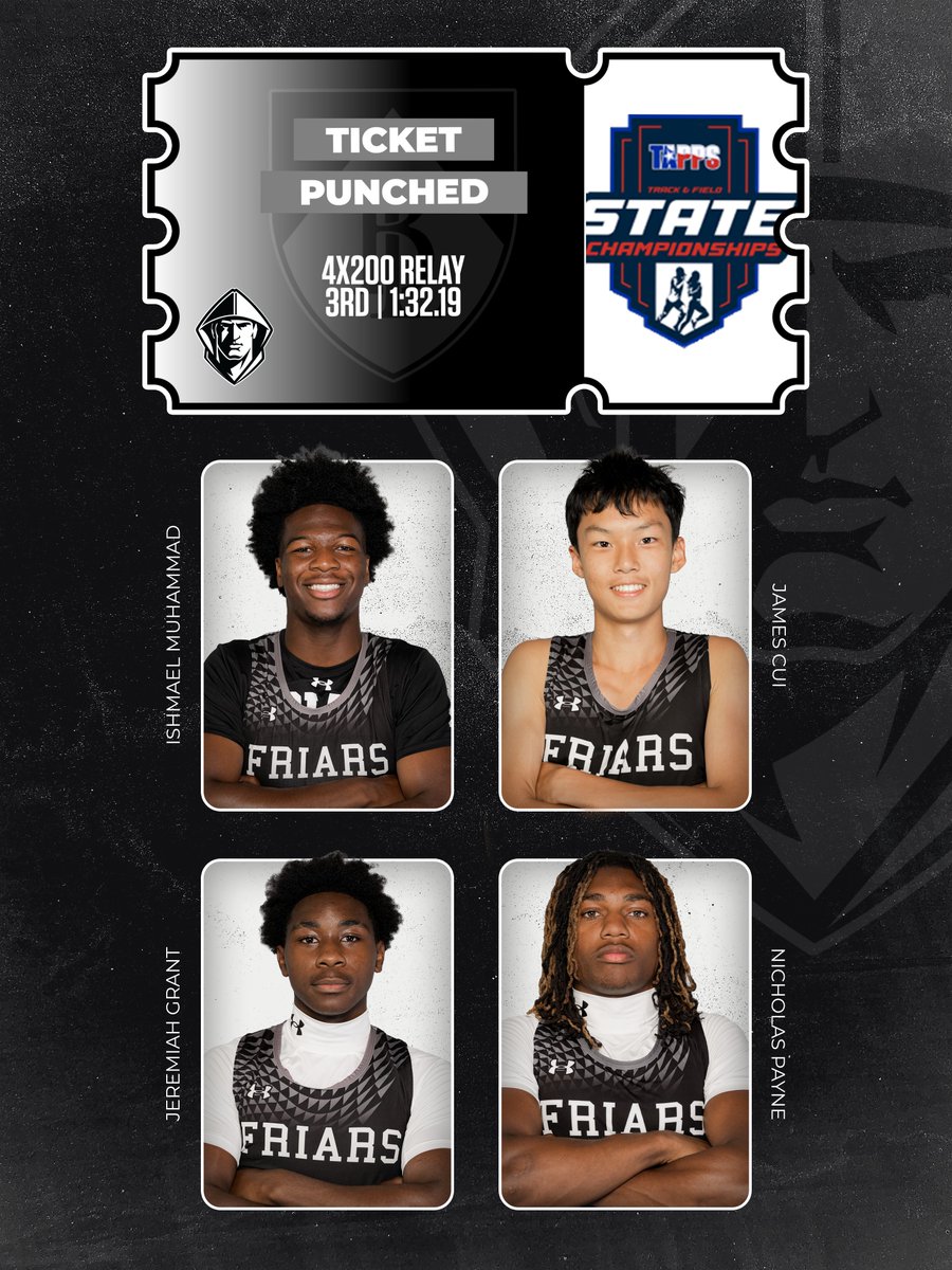 blathletics's tweet photo. Muhammad, Cui, Grant, and Payne punch their ticket to State in the 4x200 Relay! 🎟️🤛

#𝐆𝐨𝐅𝐫𝐢𝐚𝐫𝐬 https://t.co/6tTCGkLsCt