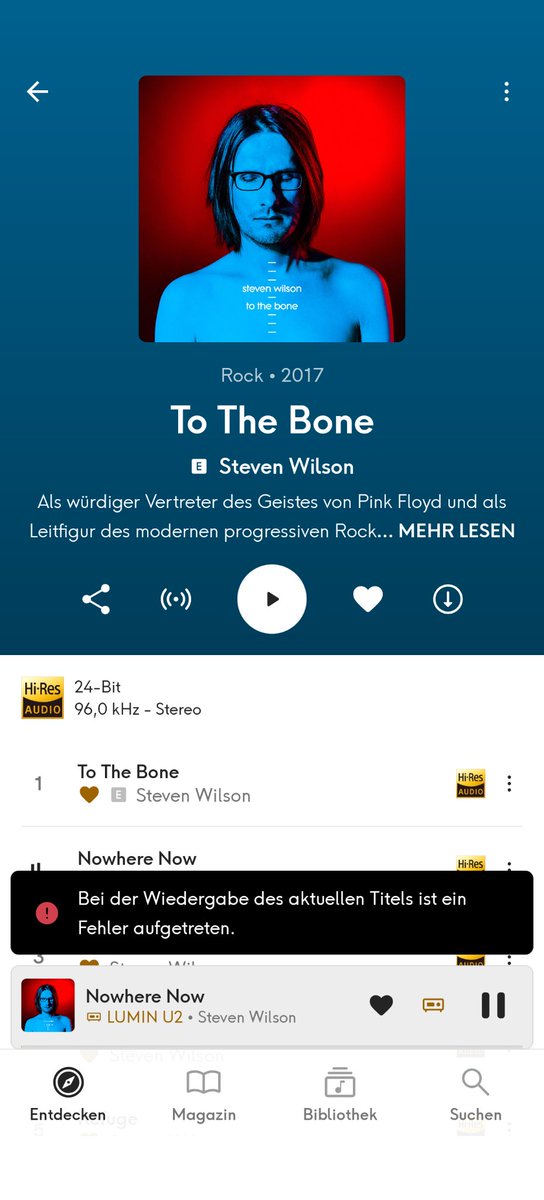 RobTheHat's tweet photo. @qobuz Es gibt bei mir ständig Probleme und Aussetzer mit dem Stream, wird es hier einmal eine Lösung geben?! https://t.co/9A5DAKQS4M