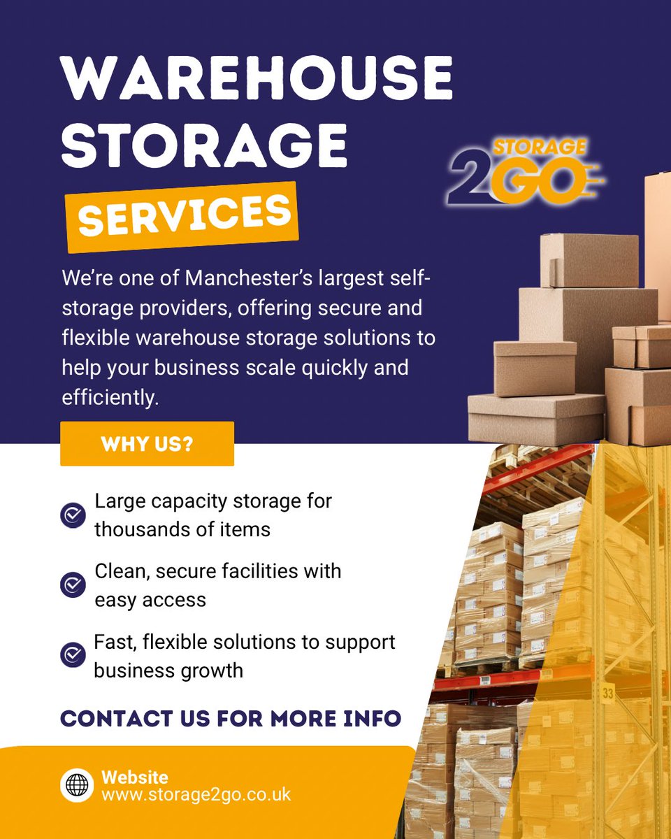 Storage2GoUK's tweet photo. Need more space without the long-term commitment?

Our warehouse storage gives your business the flexibility to grow, store more, and stay organised without the stress. Secure, accessible, and ready when you are.

Get in touch today to find the right space for you https://t.co/nTIdotK3dt
