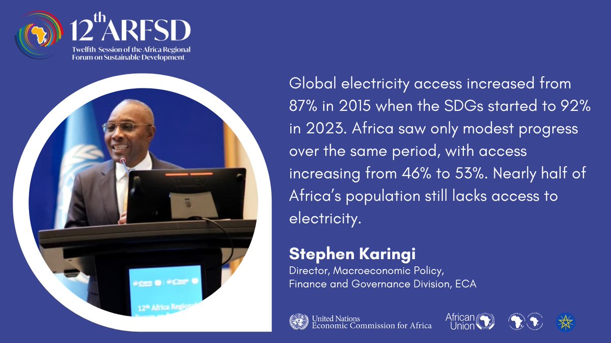 ECA_OFFICIAL's tweet image. At #ARFSD12, the 2026 edition of the Africa Sustainable Development Report was presented by ECA’s Stephen Karingi, highlighting the need for transformative &amp;amp; coordinated actions to accelerate integrated implementation of the #SDGs &amp;amp; Agenda 2063.