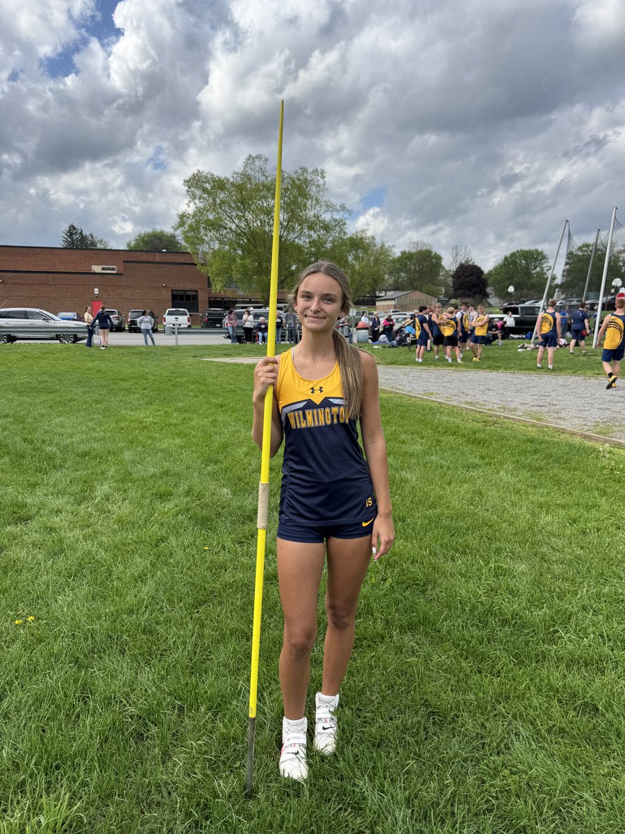 FlickCorrin's tweet photo. @flick_alyssa just broke Wilmington Girls Javelin record today with a throw of 126’ 5”!  💙💛🎉 The record was 23 years old!  Congratulations Alyssa!!! https://t.co/XVZVx6gVG5