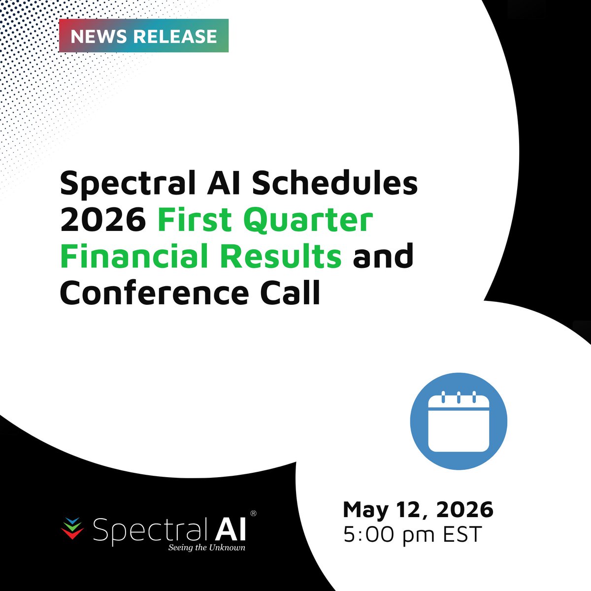 Spectral_MDAI's tweet photo. Spectral AI will report financial results for the first quarter ended March 31, 2026 on Tuesday, May 12, 2026 after the close of the Nasdaq stock market.

https://t.co/IWyATi8aGp https://t.co/FNmRfYyDR9