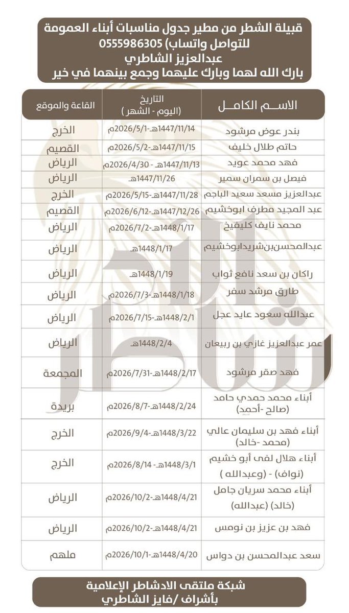 MltqyS's tweet photo. 📅 آخر تحديث: جدول مناسبات أبناء العمومة https://t.co/1syc1vBLRr