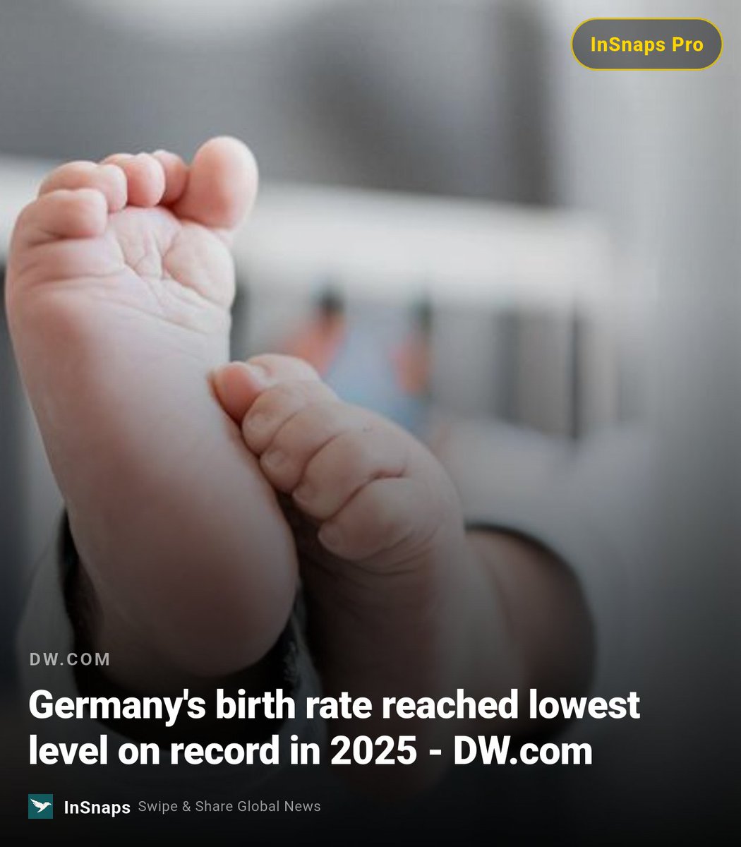 BuildWtPrakhar's tweet image. Germany's birth rate reached lowest level on record in 2025 - DW.com

Read more on InSnaps. insnaps.app/a/L_9InkB4t39c…

#Demographics #Dwcom #Confrontation #Taiwan #Germany #German #Geopolitics