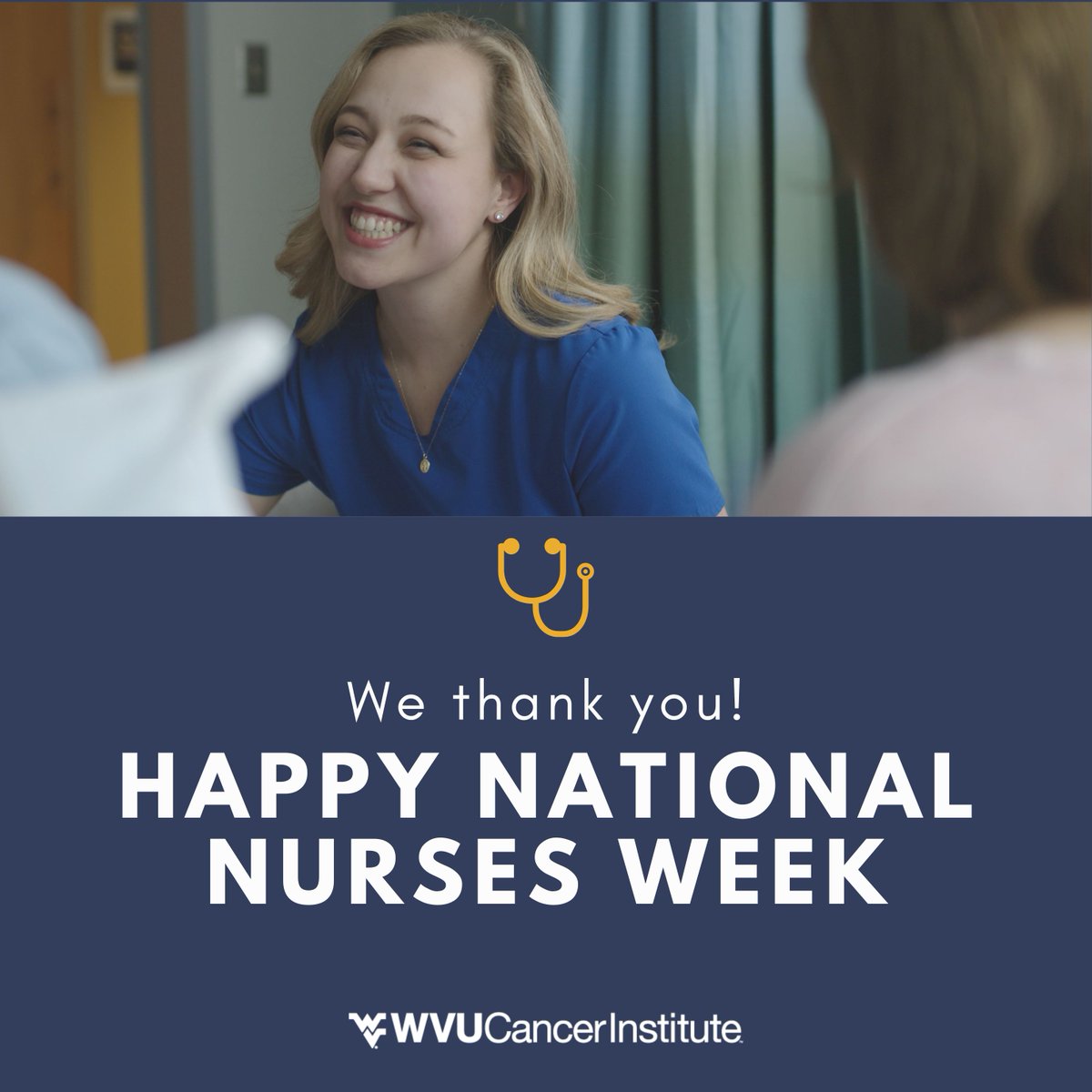 WVUCancer's tweet photo. Tag a nurse you know and help us thank them. 💛
This National Nurses Week, we celebrate the dedicated nurses of the WVU Cancer Institute and across our communities. To every nurse: thank you for the care you give, the lives you touch, and the difference you make every single day. https://t.co/x37Q13m3RR