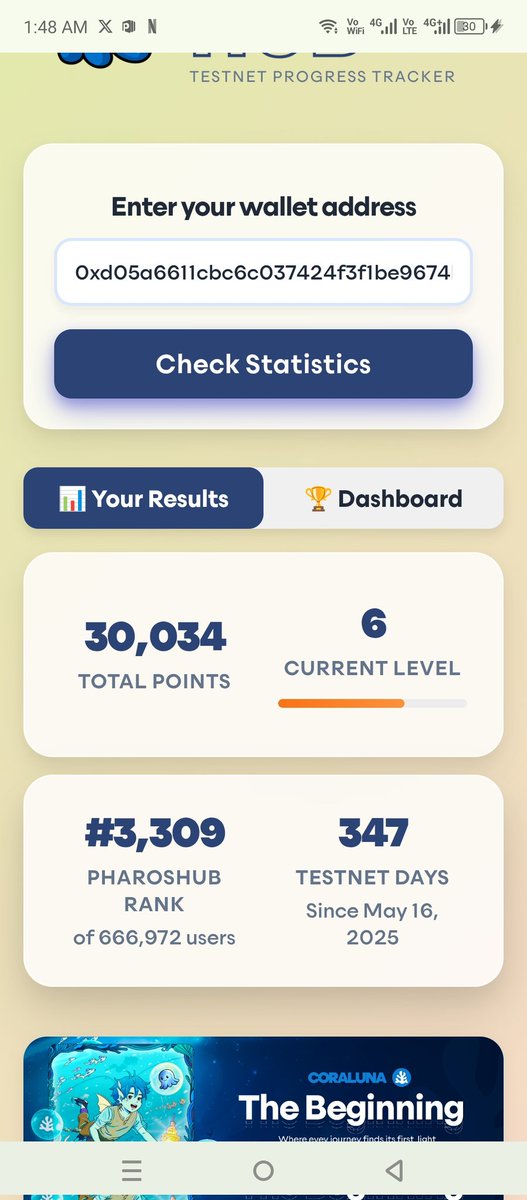 NfTColll's tweet photo. @Kiwi_Nod 
Hey, you asked what I bring to the Pharos Network. Look at my stats  I’ve been stress testing since Pharos was just a baby. From the faucet hassle to swapping, and then the hectic bridge tasks across the ecosystem, I’ve done everything end up ineligible at TGE 🥲. https://t.co/pDkGHrluLW