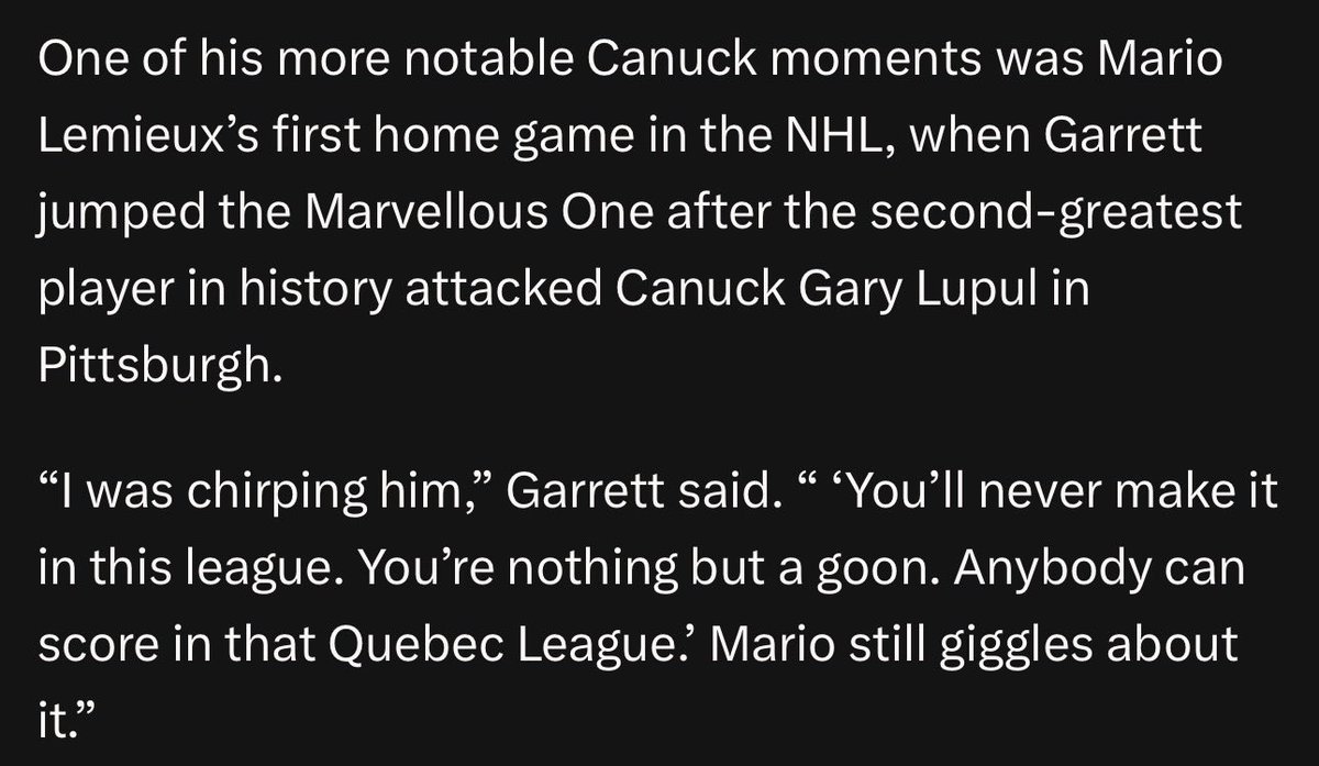 Of all of Cheech’s stories, this one about Mario Lemieux was always my favourite.