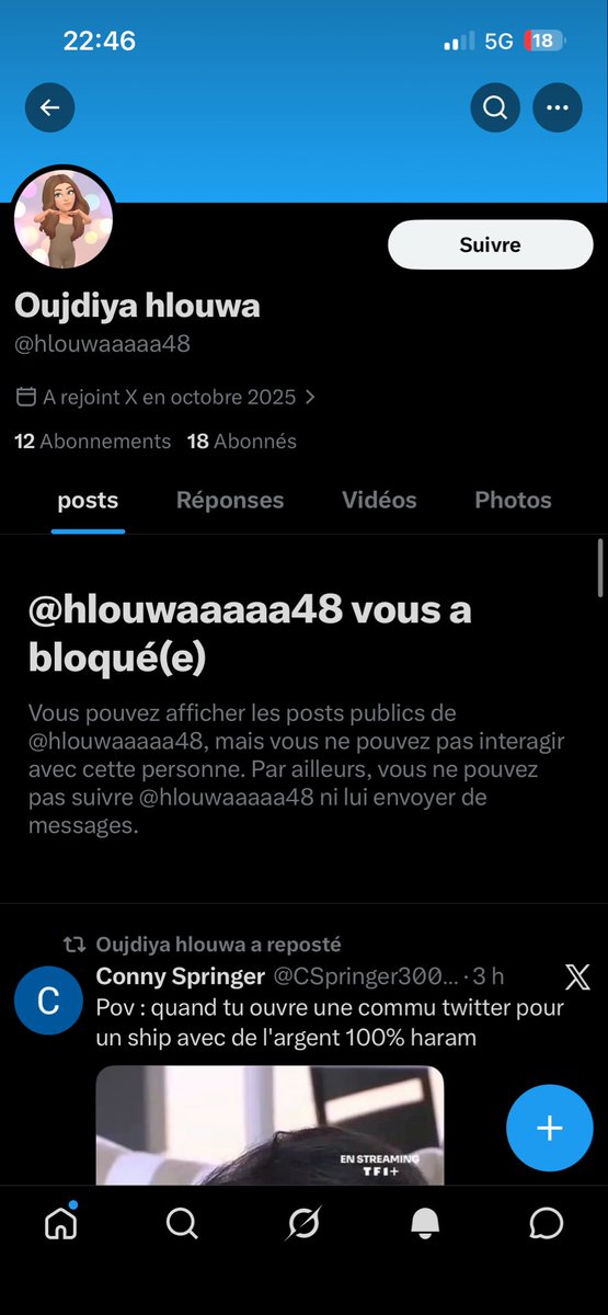 Faites attention à elle ⚠️ Oujdiya hlouwa @.hlouwaaaaa48 elle est très bizarre et problématique. Elle dénigre les noirs contre les arabes pour monter des raciste comme Pimprennelle et dénigrer Romy .. grosse sistra après elle bloque #secretstory grave problèmatique