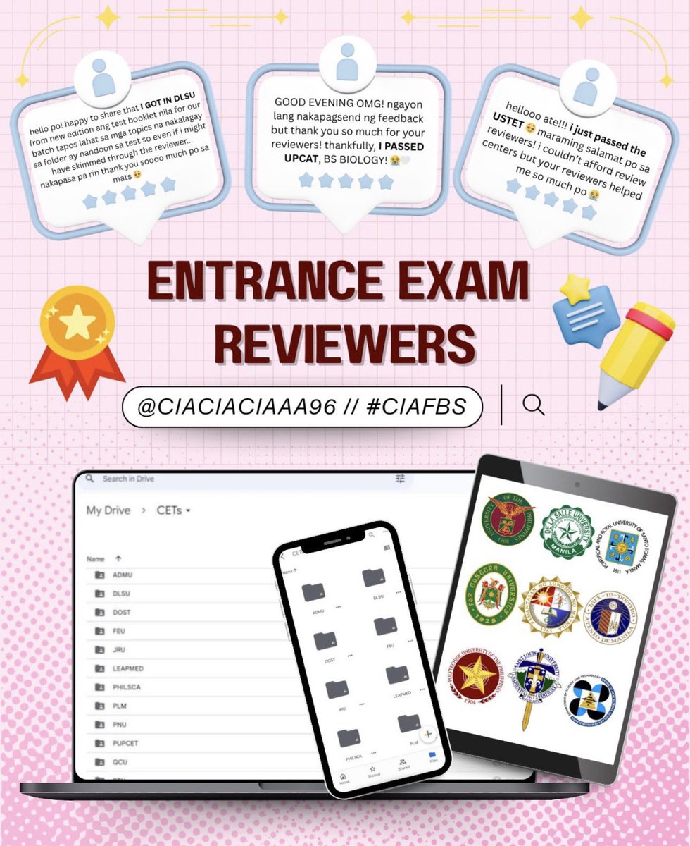 commswithcia's tweet photo. CET &amp; SHS EXAM REVIEWERS FOR ONLY ₱90! 📚✏️✨

+ Mock Tests, Coverage, UPCAT Tracker
- Downloadable &amp; Printable
- Lifetime Access
- 100+ Files

🔖 If upcat pupcet acet ashape dcat dshape ustet dost leapmed ust pup admu up college shs entrance exam feu plm slu philsca pup 💌 🧸 https://t.co/KJnmGjmlPZ