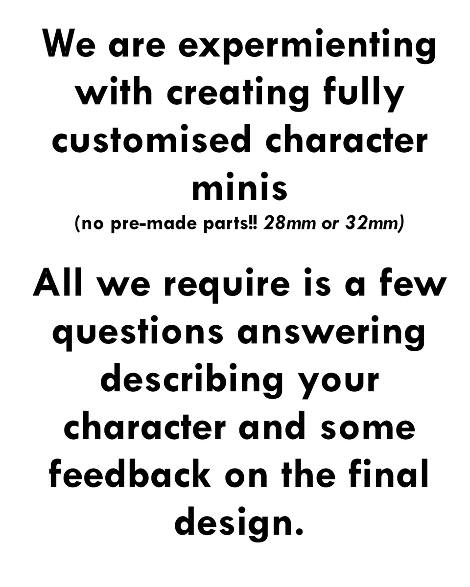 rpsupplies's tweet photo. HELP DND PLAYERS. Feedback required for customised character resin printed minis, no pre-made parts to choose from, made from scratch. We need is a few questions answered describing your character. If you can help send us a DM #dnd #miniatures #resin #customgifts #RPG #blender https://t.co/jxIfL8bmHk