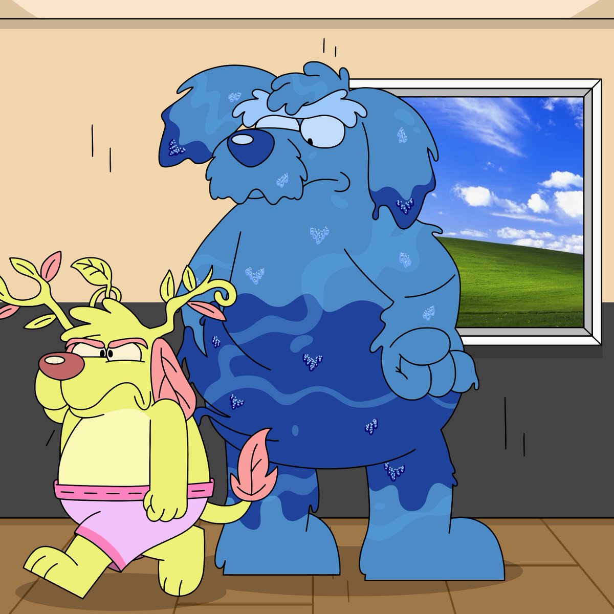 siriley200's tweet image. Sprout hates it when his spring colours come out, also i cba to draw an environment background so i used the windows xp background lol #CartoonArt #cartoonstyle #cartoon #ArtistOnTwitter #arttwt #oc #Anthro #anthroart #furryart #cartoondog #dog
