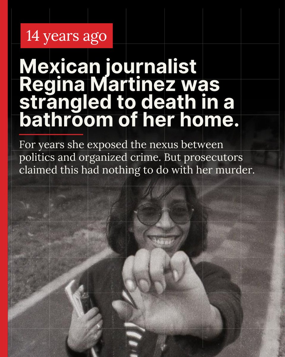 OCCRP's tweet photo. 14 years ago Mexican journalist Regina Martinez was strangled to death in a bathroom of her home. For years she exposed the nexus between politics and organized crime. But prosecutors blamed a love affair gone wrong.

In 2020 a group of media organizations, including OCCRP, carried out their own investigation as part of a project coordinated by @FbdnStories. Journalists conducted interviews and combed through court documents, and published their findings. The more journalists looked into the case, the less likely the official story looked.

https://t.co/ELwkuiPPpv