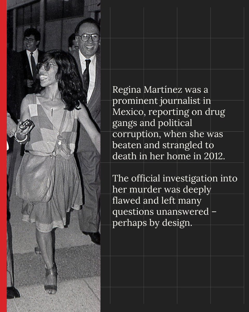 OCCRP's tweet photo. 14 years ago Mexican journalist Regina Martinez was strangled to death in a bathroom of her home. For years she exposed the nexus between politics and organized crime. But prosecutors blamed a love affair gone wrong.

In 2020 a group of media organizations, including OCCRP, carried out their own investigation as part of a project coordinated by @FbdnStories. Journalists conducted interviews and combed through court documents, and published their findings. The more journalists looked into the case, the less likely the official story looked.

https://t.co/ELwkuiPPpv