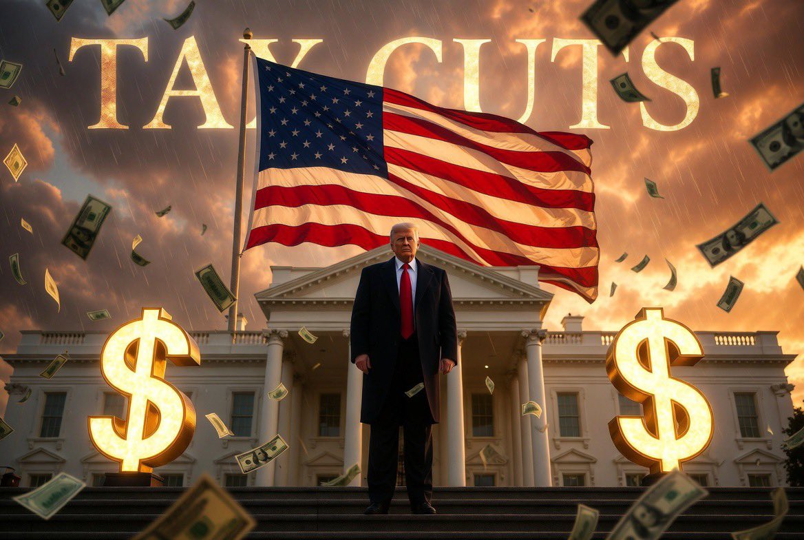 LexoBit's tweet photo. 🔴 BREAKING:
President Trump just announced a massive tax cut package, claiming it will be the largest in U.S. history.
Expected to roll out next month.
American families could keep an extra $11,000 – $20,000 per year.
If passed, the economic impact could be immediate. 💸 https://t.co/eRrpDDZ4Zb
