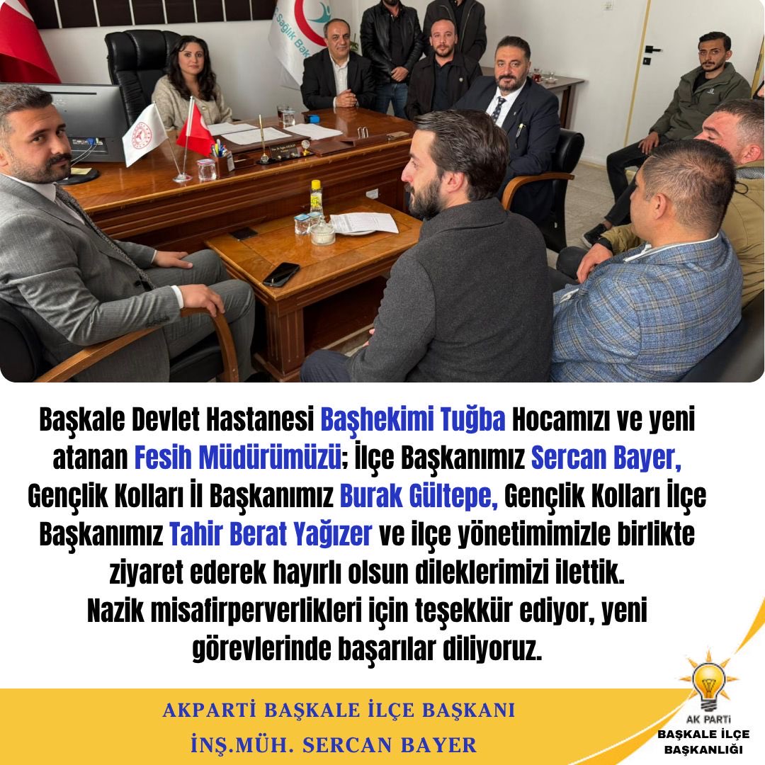 sercanbayer88's tweet photo. 📍BAŞKALE MERKEZ
 Bir dizi programlar yapmak için ilçemize gelen AK Parti İl Gençlik Kolları Başkanımız @gultepeburak ve ilçe teşkilatımızla birlikte kurumlarımızı ziyaret ettik. 
Kurumların hizmet ettikleri çalışmalar hakkında bilgi alış verişinde bulunduk. 
@abuyukgumus https://t.co/WVCN1xabxg