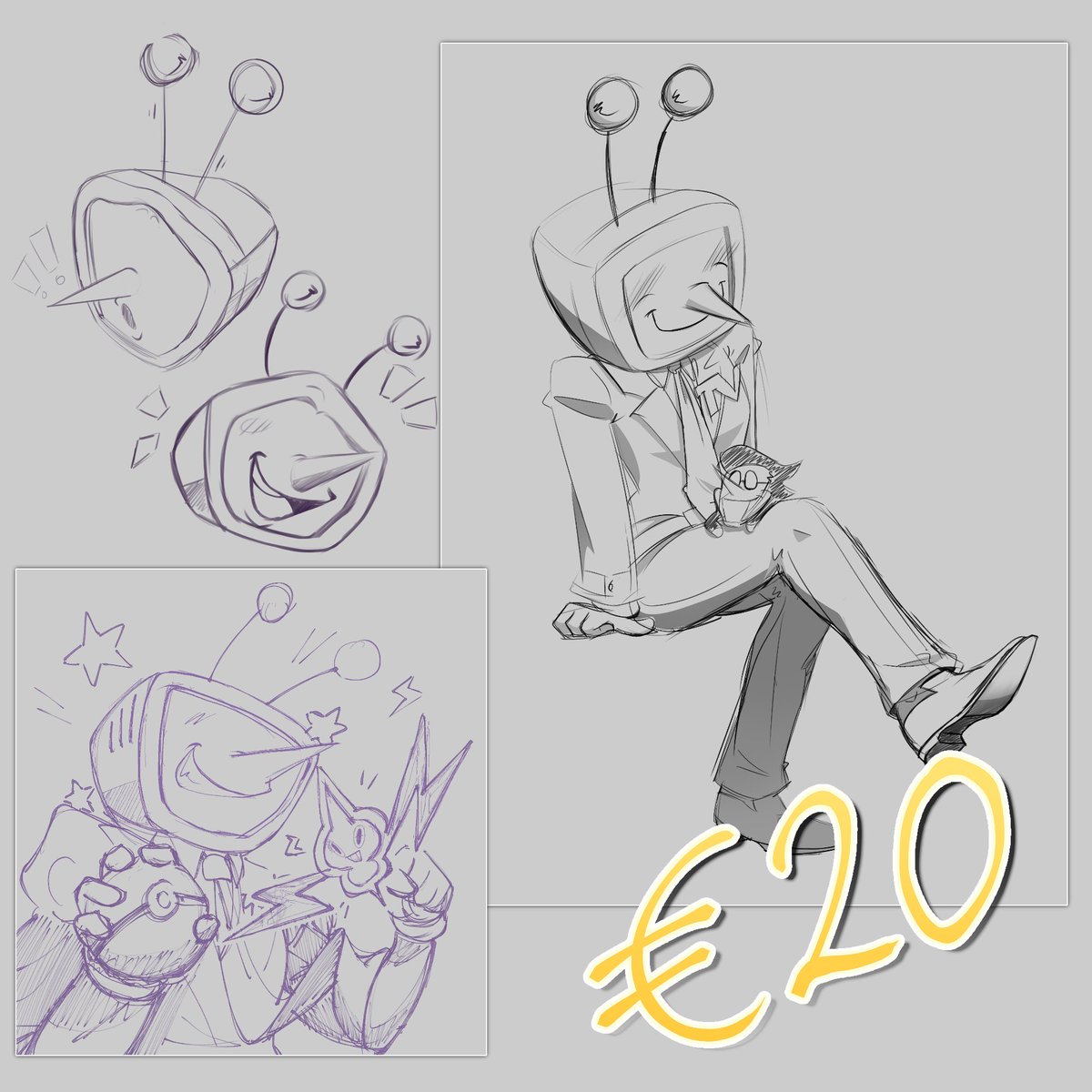 I hate to be asking for help like this, but I was let go of my job and don't have any other sources of income currently.

I can offer emergency Tenna / Deltarune character sketches for €20!

I take payments through my ko-fi!

#tenna #deltarune