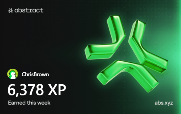 christbrownyy's tweet photo. happy XP day on @AbstractChain 
Leveled up to Silver tier 2! On the way to gold! https://t.co/xqtl74mfXF