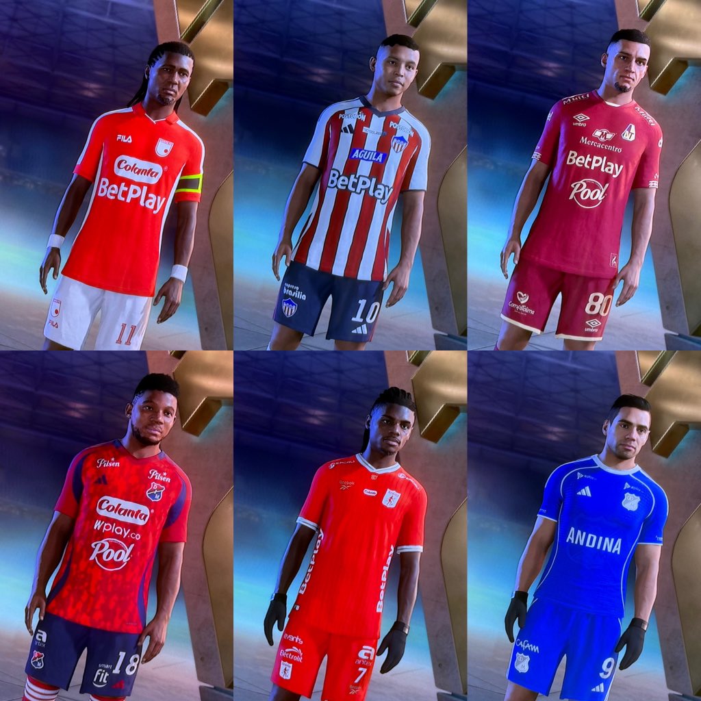 Octasasso's tweet photo. 🇨🇴 Y acá los clubes colombianos: Santa Fe, Junior, Tolima, DIM, América y Millonarios 🇨🇴 https://t.co/kzwlcooz3b