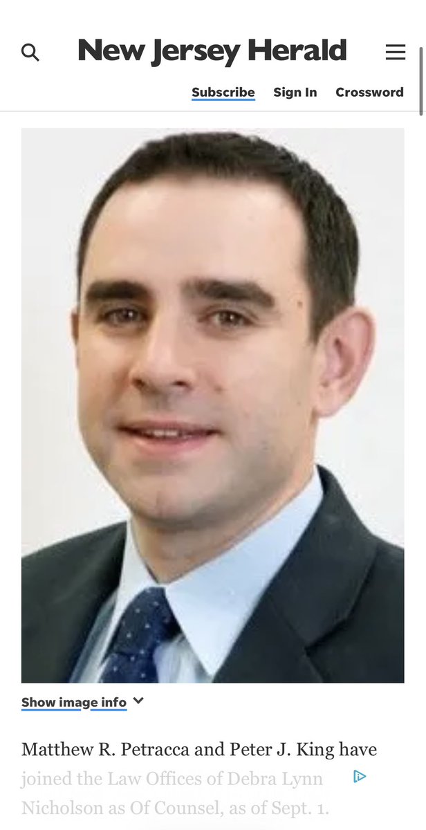He worked as a municipal prosecutor in at least a couple NJ towns. Was at  the politically-connected firm King, Moench & Collins