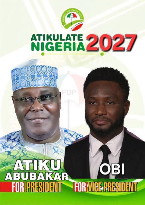 bossoloche's tweet photo. @Pharmacio001 Mikel Obi to depute @atiku in 2027 election on condition Atiku return to PDP. I hope #Articulate can have peace, now that Obi have agree. 🤣
#ObiNaObi #OK
#2027Elections #peterobiforbetternigeria #obikwakwaso #NIGERIAMUSTBEGREATAGAIN #GoAndVerify #OK #Atiku #Kwankwaso https://t.co/5LC2pMFukd