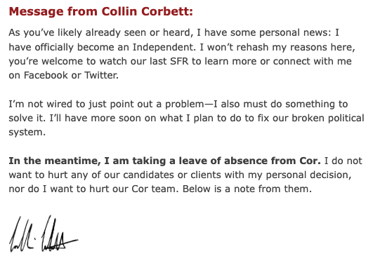 CorStrategies's tweet photo. Messages from Collin and the Cor Strategies team in light of Collin's leave of absence from Cor: https://t.co/IuyCMX14B8