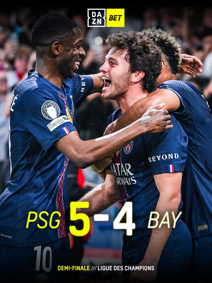 DZBTFRANCE's tweet photo. Le match du 𝗦𝗜𝗘𝗖𝗟𝗘 😳

Le PSG remporte le premier round face au Bayern lors d’un match de folie.

Ton MVP ? 🤯

#DAZNBTFR #PSGBAY https://t.co/bte2nnhDou