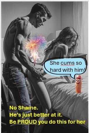 Its a myth that cucks are weak.  It's the opposite.  It takes confidence and strength to acknowled she needs better sex, and to take the steps to help her get it.  But watching or hearing her get deeply satisfied is so rewarding.  We all can't be good at everything.