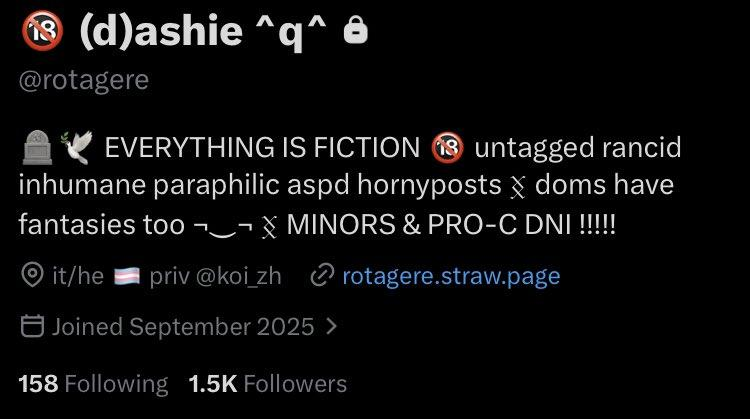 gem_rubyn's tweet photo. @realRubenSim Can you please consider adding the accounts of this pedophile into the blacklist?
https://t.co/6J2KgA0SWg
https://t.co/bB28NSuv9c
rotagere aka rotbnuuy aka ashbnuuy aka leahbnuuy, needs to be executed immediately https://t.co/rzVAYnT493