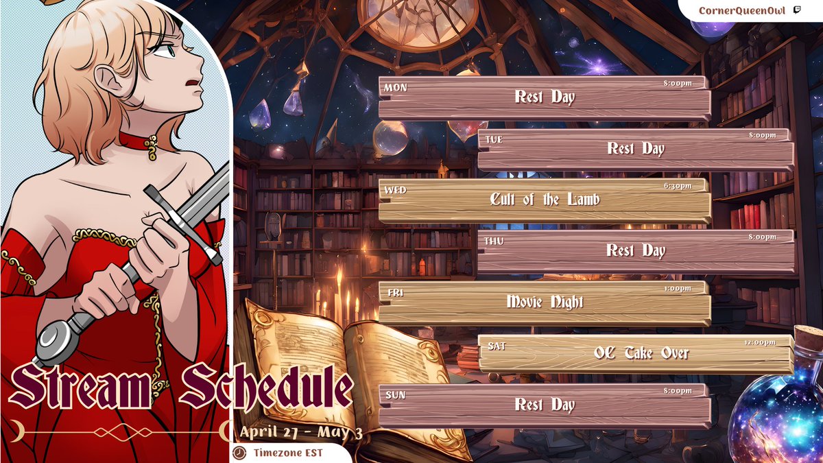 Tada!! The Schedule is here, and we have a special visitor this Saturday!!