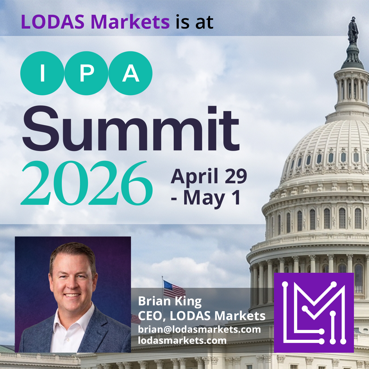 LODASMarkets's tweet photo. This week, https://t.co/1QZ9Gl6KzA CEO @BrianKingCEO  will be in Wash. D.C. for the 2026 IPA Summit. These few days are vital in reinforcing the foundation of a strong and forward-looking regulatory environment for the alternative investments industry.
https://t.co/maXAOPswhx https://t.co/hrYleX7aEt