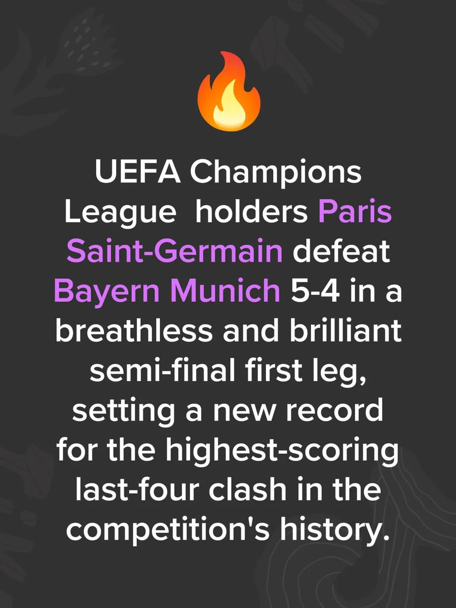 This is why we love football… drama till the final whistle! 🎭✨
#UCL #PSG #Bayern #ChampionsLeague #FootballDrama #9GoalThriller