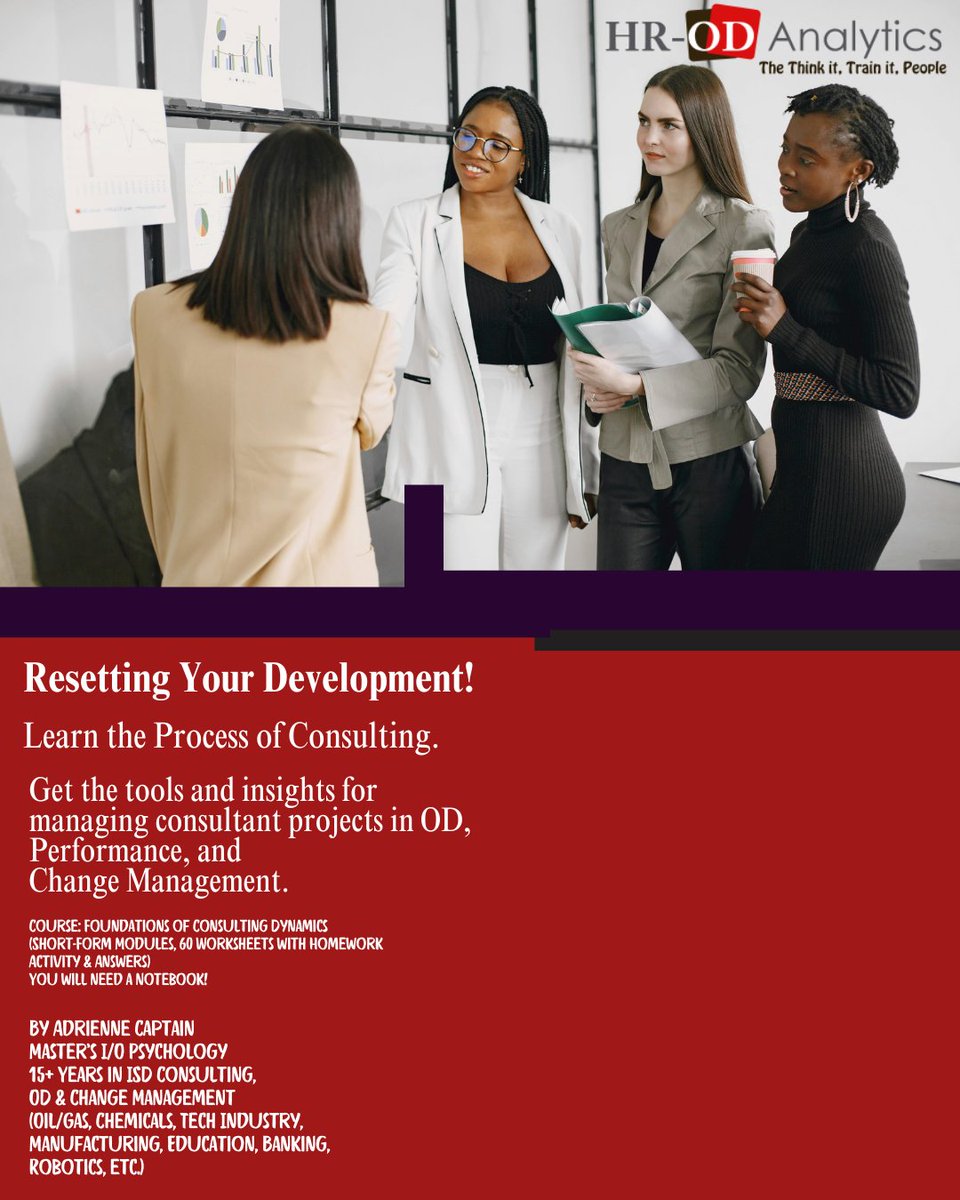 HRODAnalytics's tweet image. #Consultants nurture a project process to ensure it meets the client’s needs.  The overall consulting engagement starts with client expectations and #project scope. Learn here: adrienne-s-school-2b8a.thinkific.com/courses/founda…

#HumanResources #Learning #Education #ATD #Skills #JobSearch #OJT
