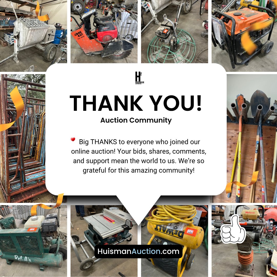 huismanauction's tweet photo. 🙏 Thank you to our auction community!

Your bids, shares &amp; support made this auction a success. We appreciate every one of you.

More auctions coming soon 👀

#ThankYou #AuctionCommunity #HuismanAuctions https://t.co/hHApWC0HOz